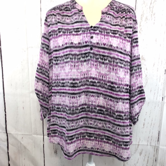 Faded Glory Tops - FADED GLORY 3/4 SLEEVE BLOUSE RIPPED  2X